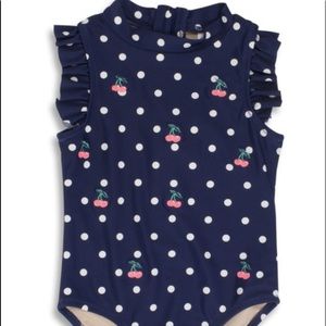 Navy cherry  kids swimsuit with UPF 50 + rating